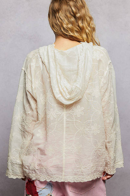 Boho Embroidered Linen Hooded Jacket