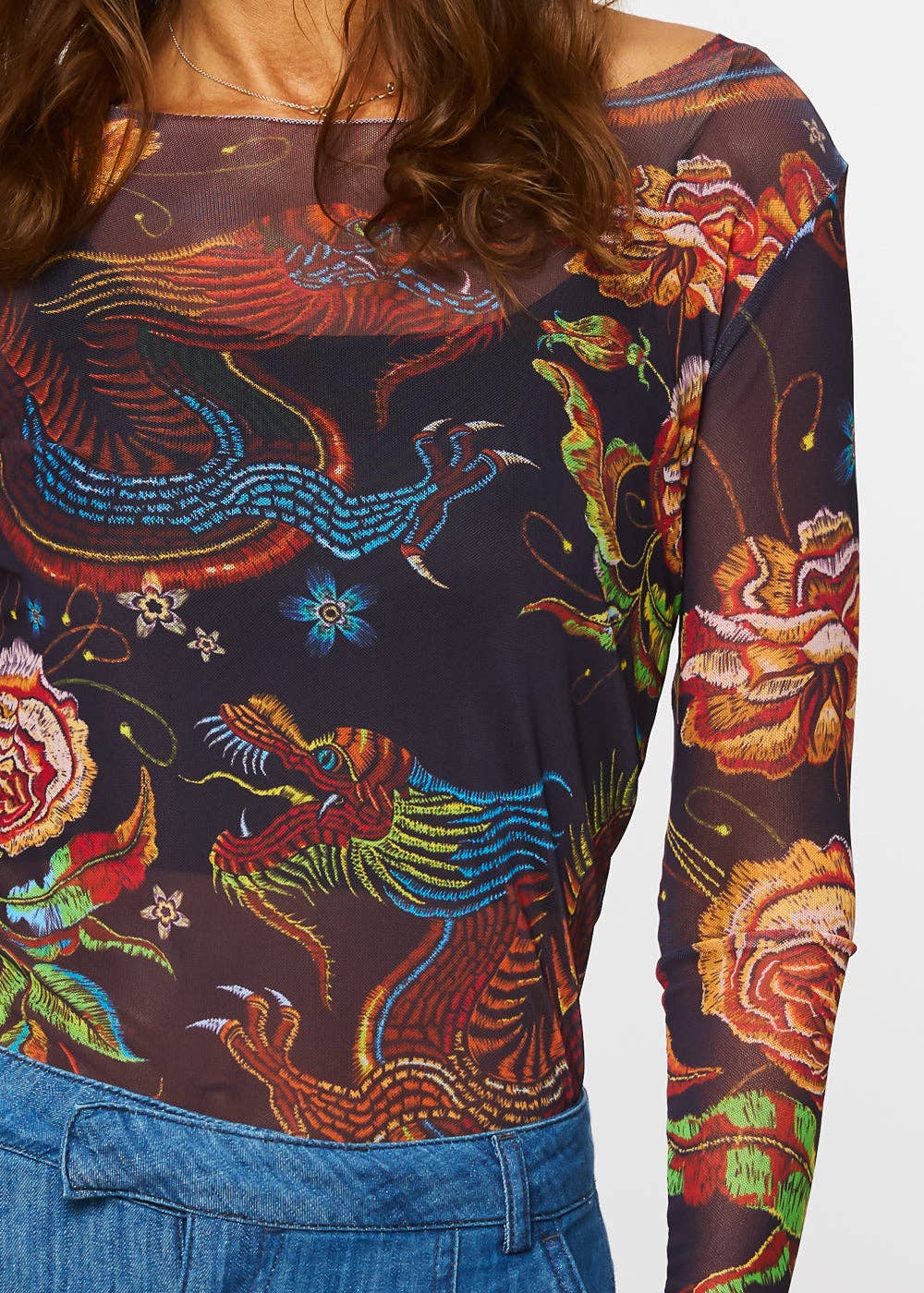Dragon Rose - NudiTee Sheer Top