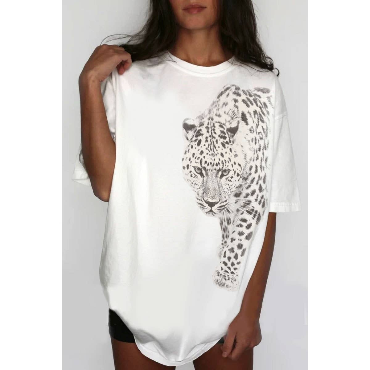 LEOPARD OVERSIZED MINERAL GRAPHIC TEE