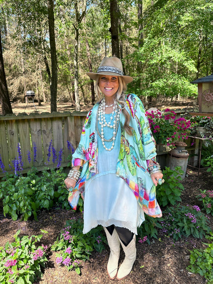 Cactus Butterfly Satin Kimono