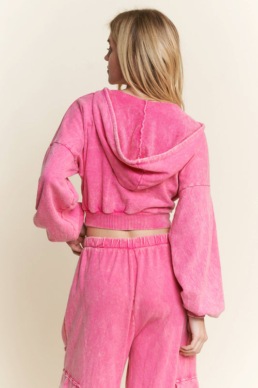 MineralWash Surplice Cropped French Terry Hoodie