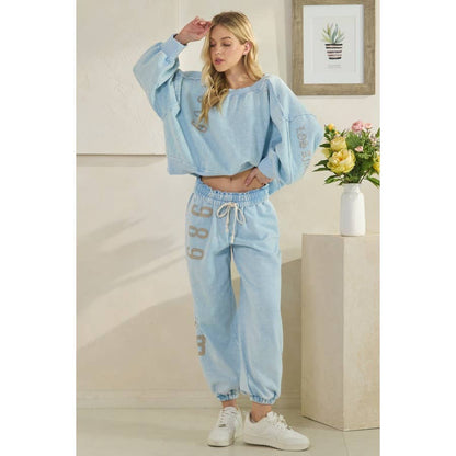 WASHED NUMBER PRINTED JOGGER SWEATPANTS