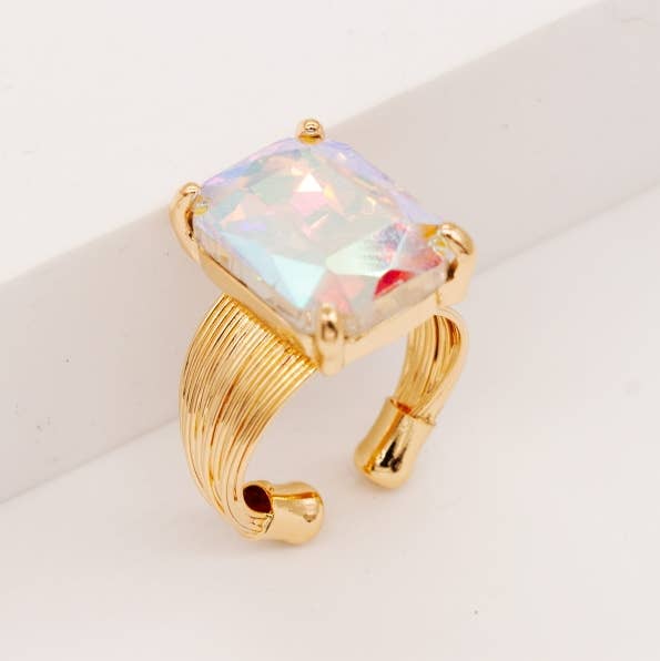 Cushion Cut Cocktail Adjustable Wire Ring