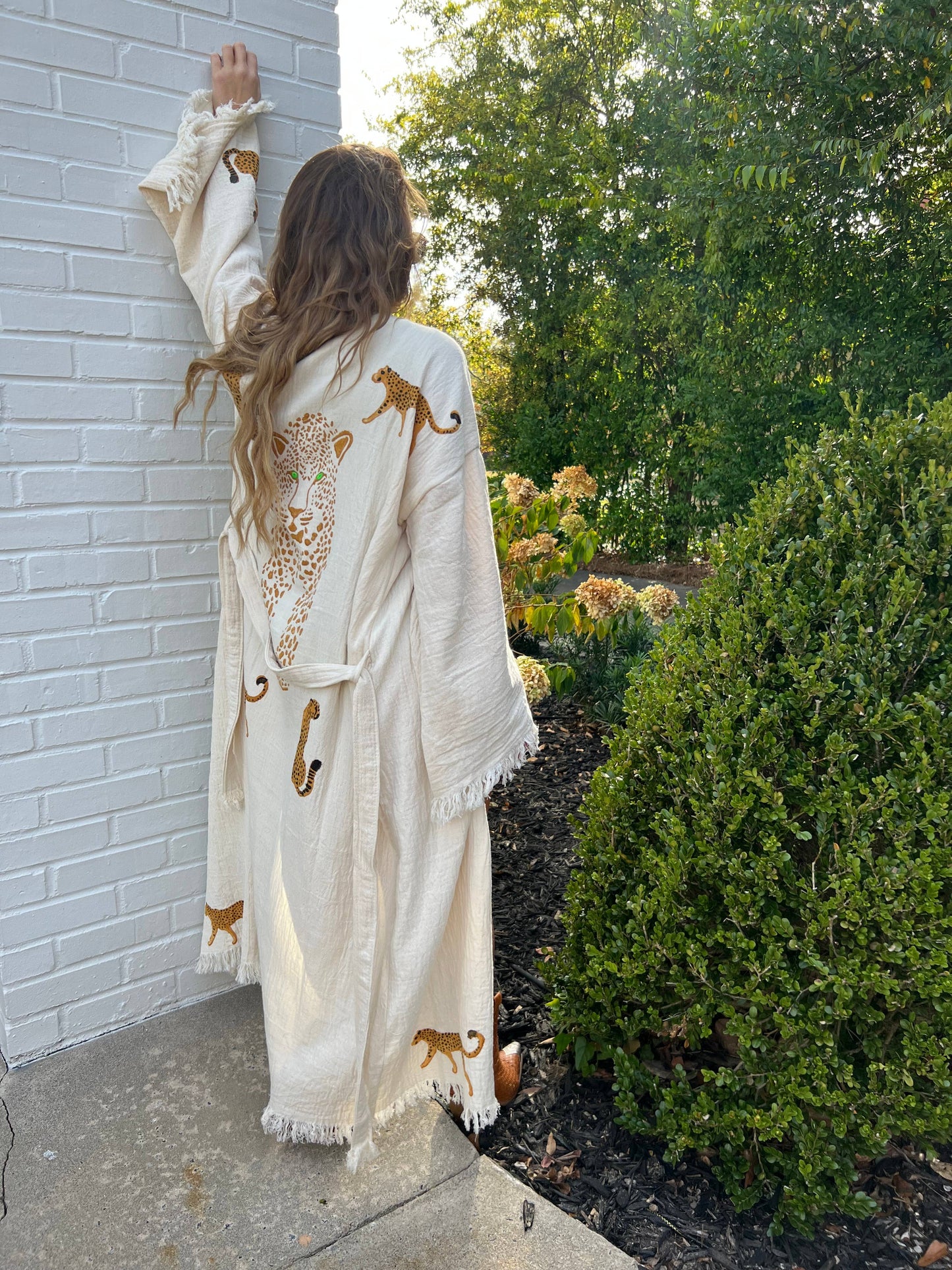 Tan Leopard Kaftan Robe