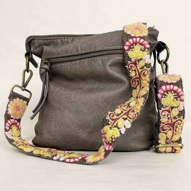 Heather Gray Embroidered Adjustable Bag/Camera Strap