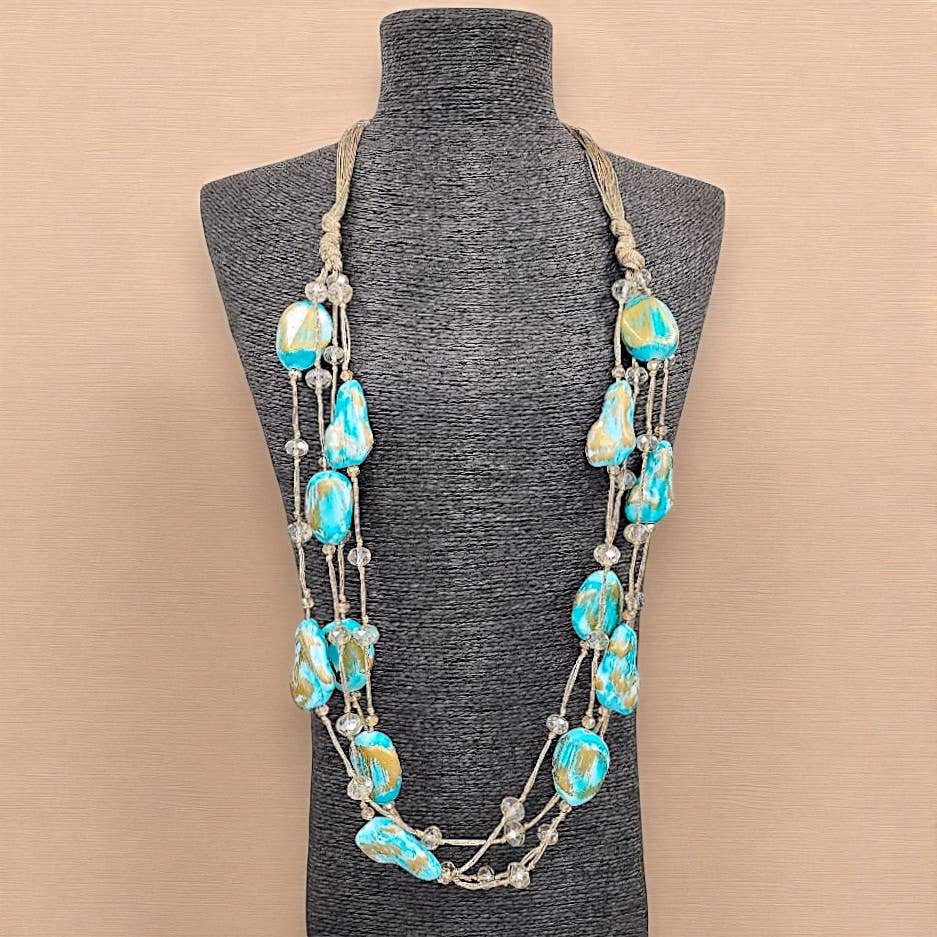 Chunky Turquoise Bead Statement Necklace | Coastal Jewelry