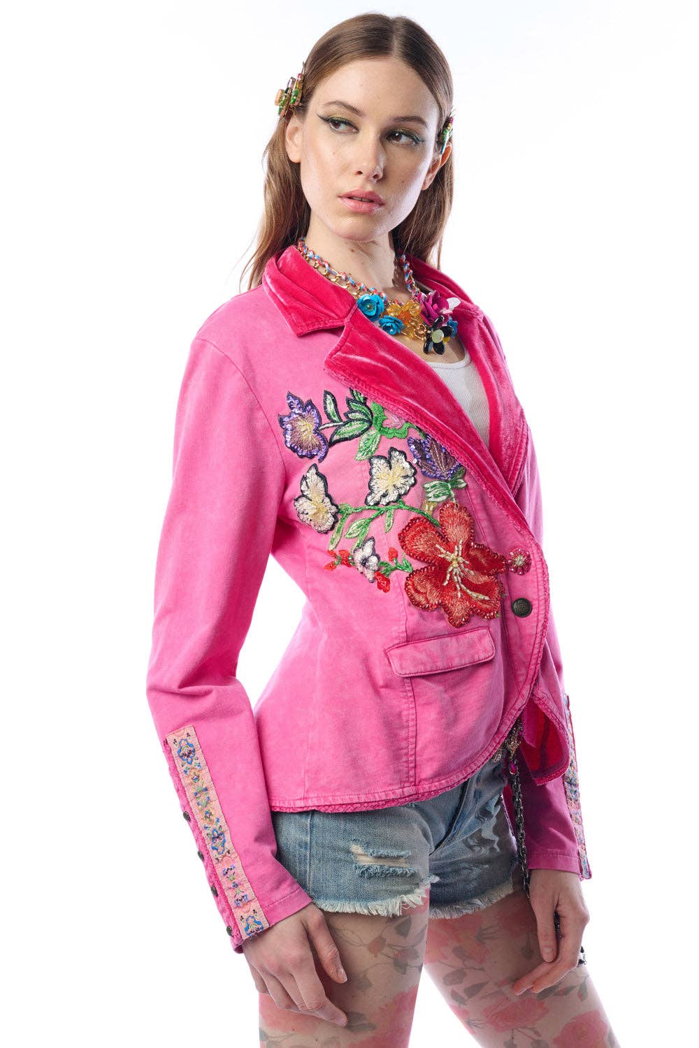 Colonel Jacket-Ruby | French Terry Jacket | Floral Blazer