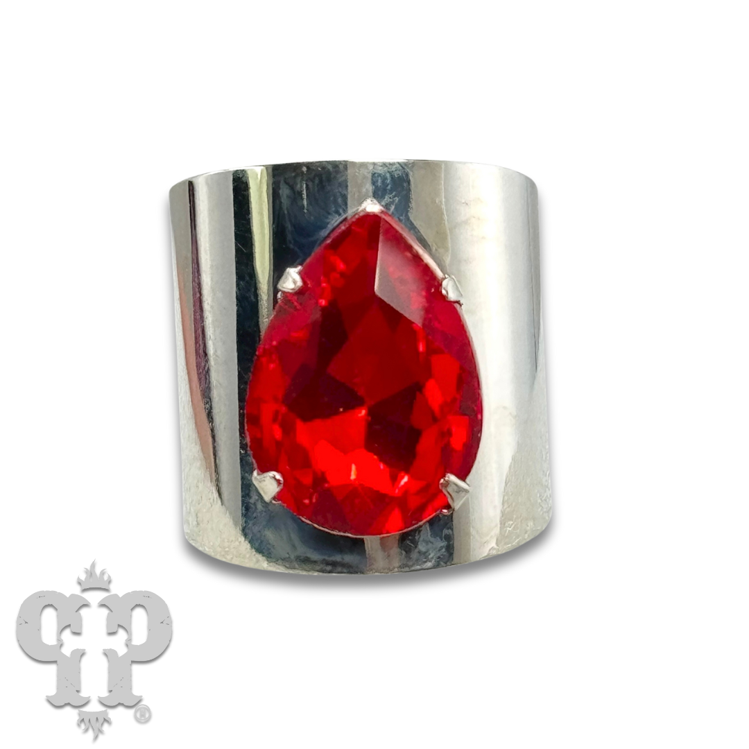 Rhinestone teardrop adjustable base statement ring