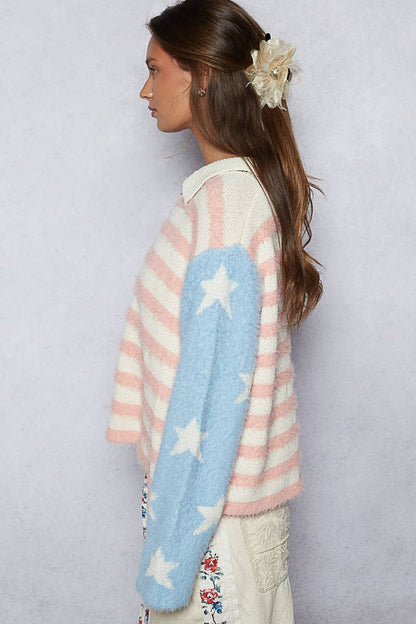 Pink USA Flag Mohair Jacket