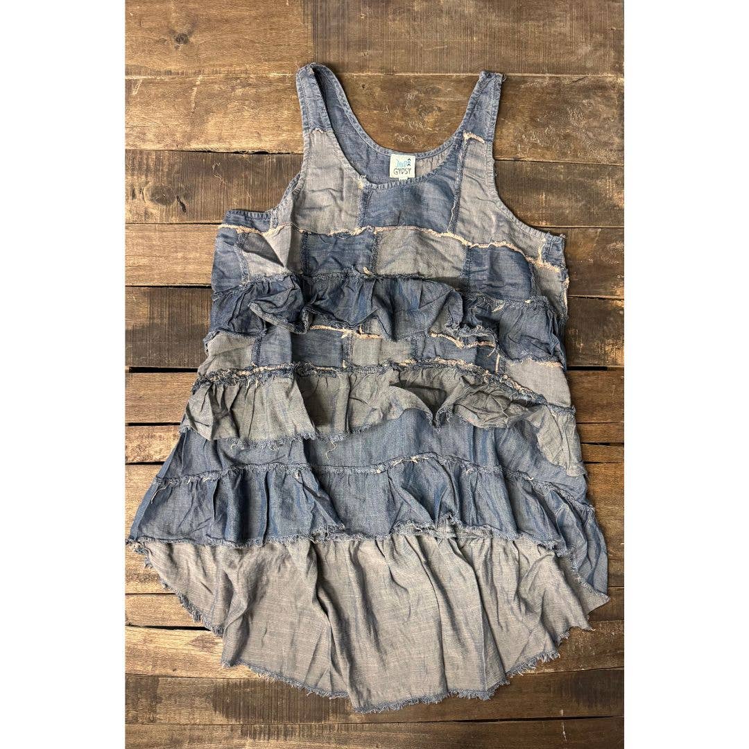 Patchwork Skies Ruffle Tank