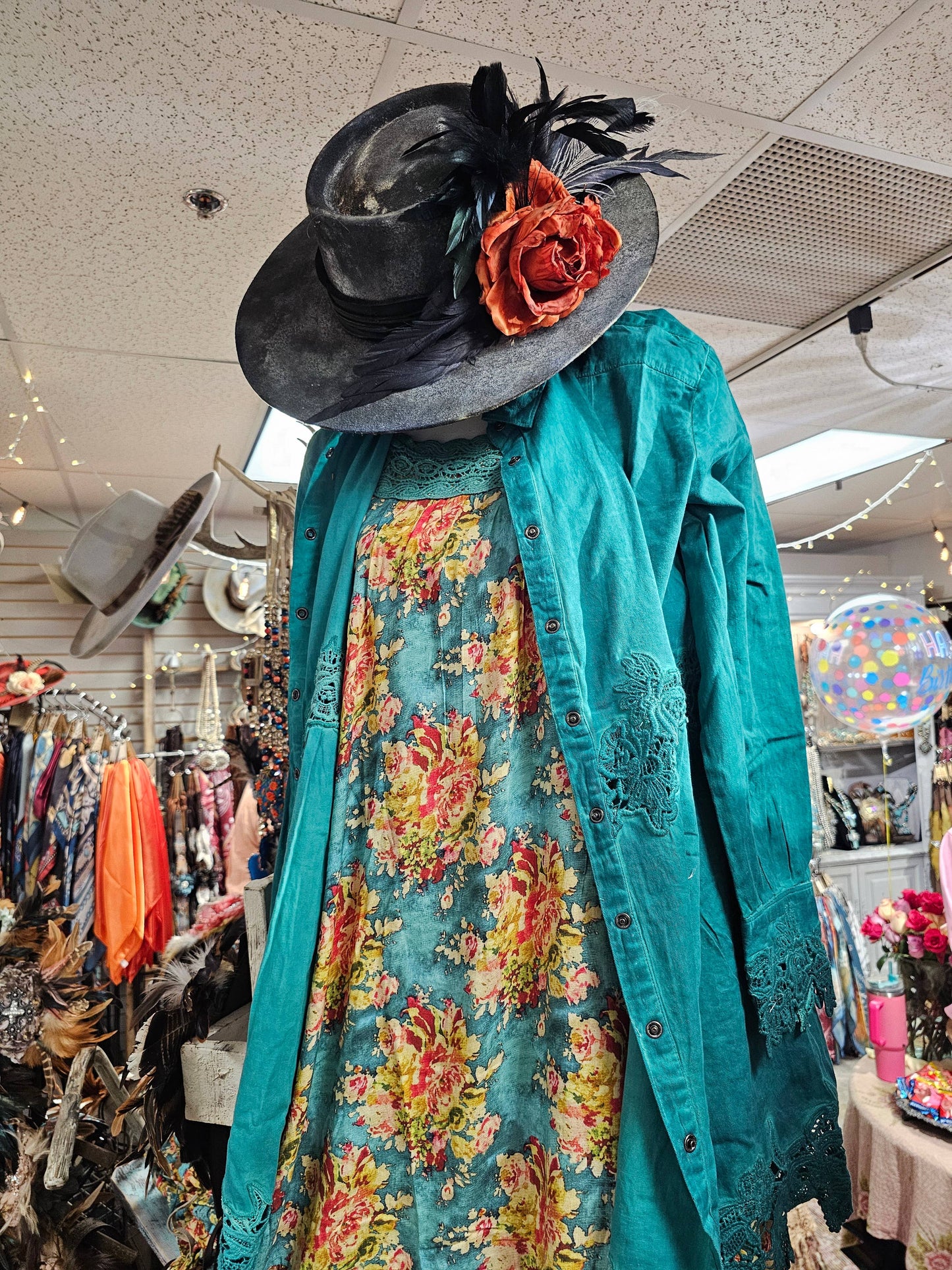 Teal Floral Dress