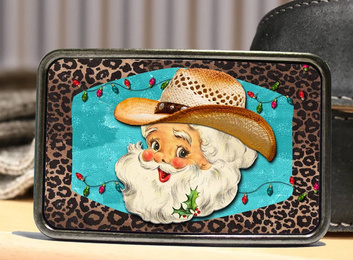 Cowboy Santa Claus Belt Buckle