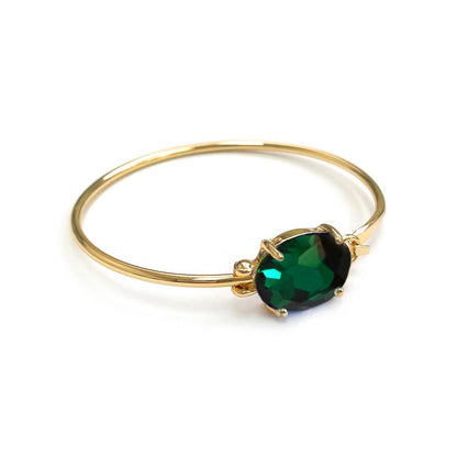 High Quality Glass Crystal Oval Stone Cuff Metal Bangle