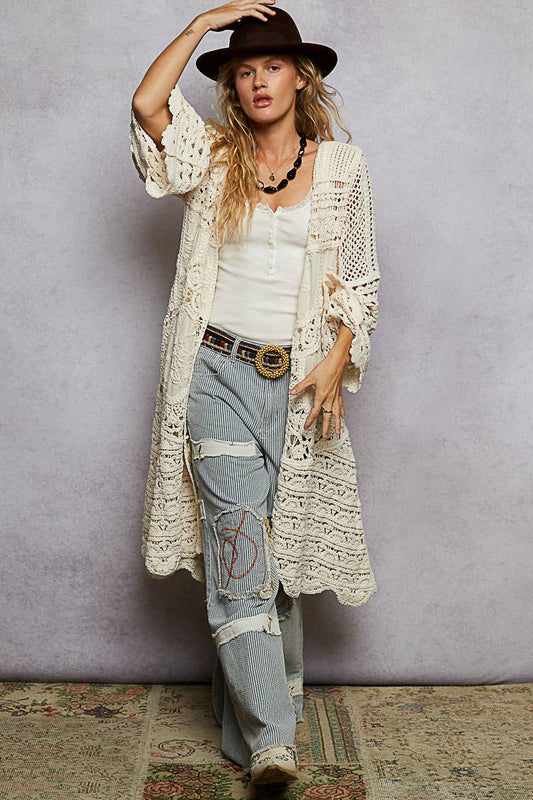 Charming Chenille Crochet Cardigan