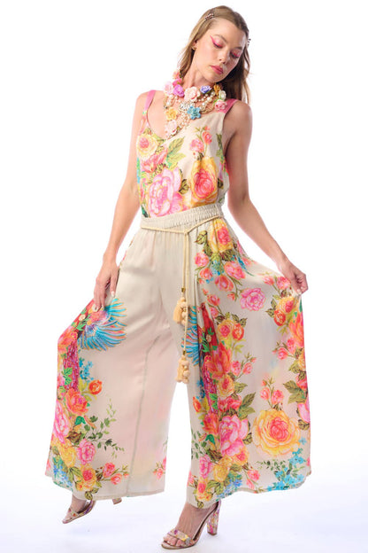 Earth Angels Pants | Wide Leg Pants | Peacock Print Pants