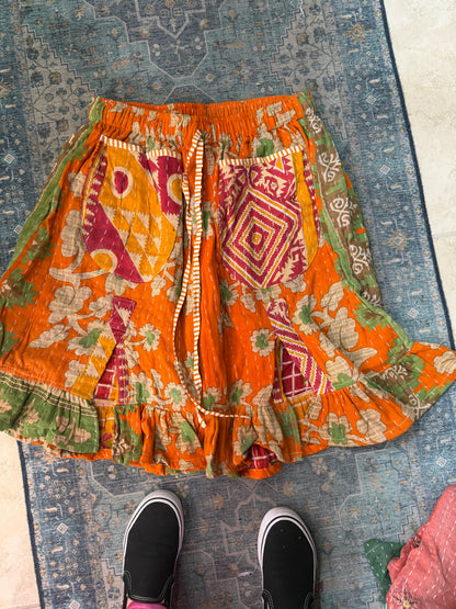 Sahara patchwork slit shorts