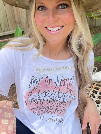 Put on Some Lipstick Tattered Oversized T-Shirt