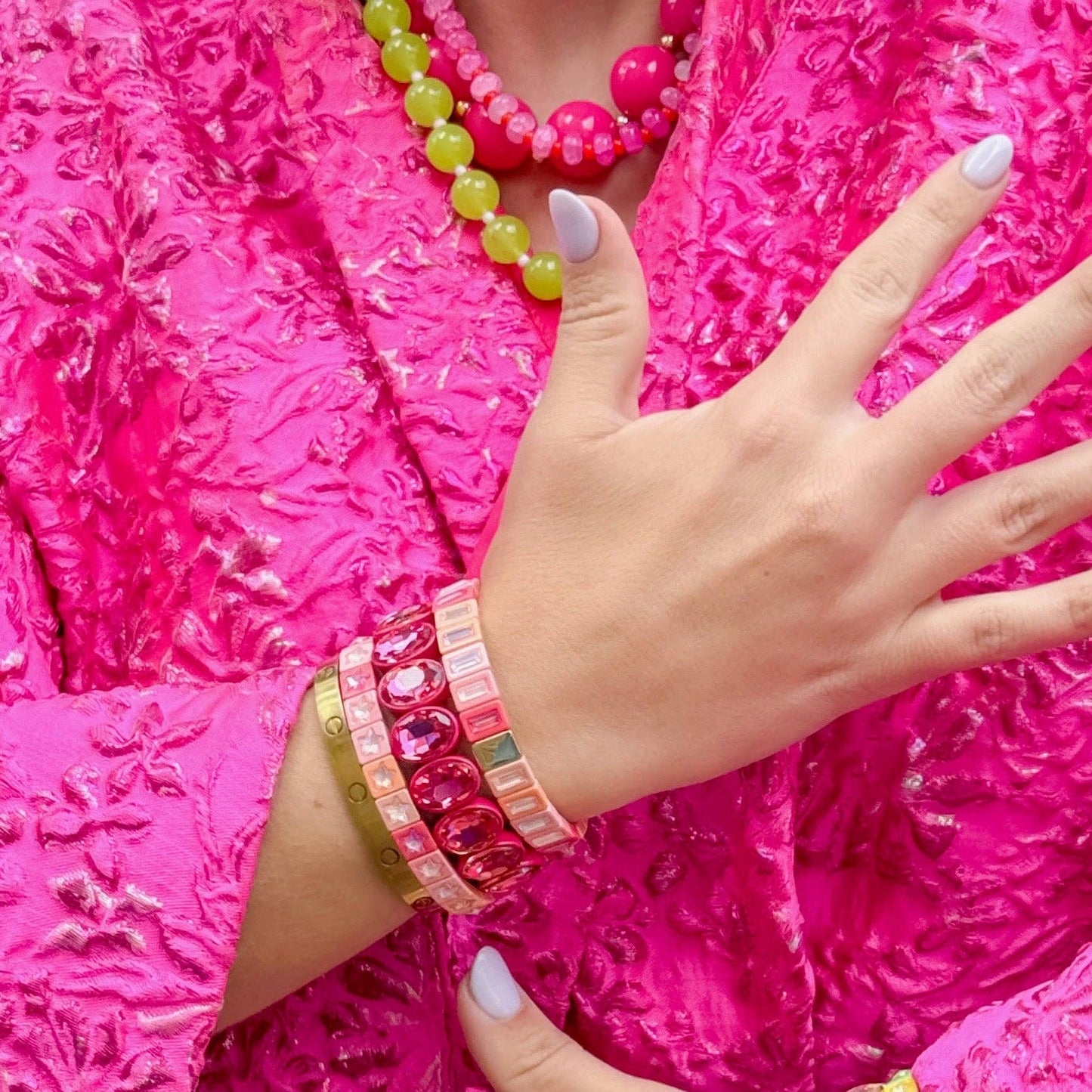 Star of the Show Neon Pink Stack Bracelet