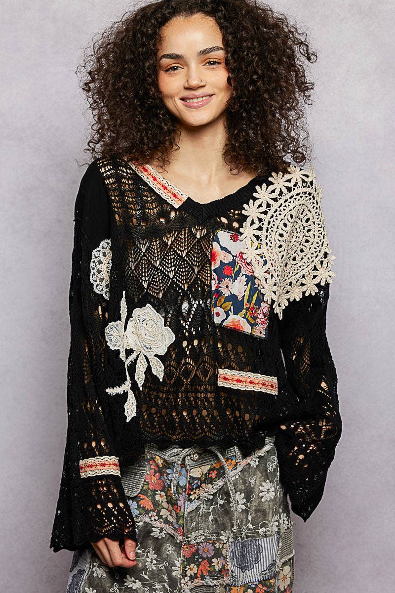 V-neck Long Sleeve Oversized Fit Summer Sweater Top