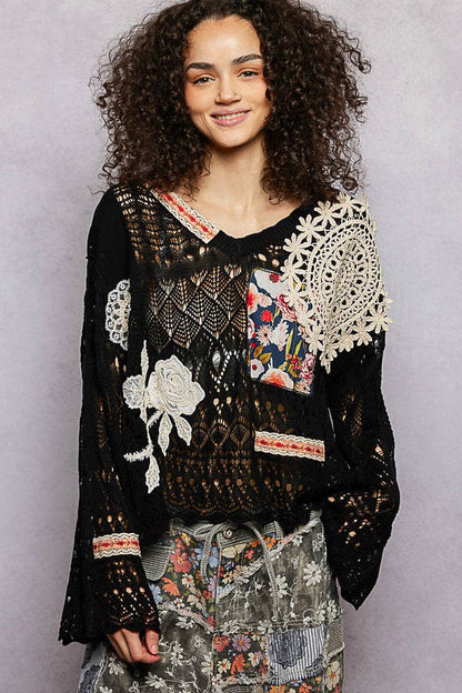 V-neck Long Sleeve Oversized Fit Summer Sweater Top