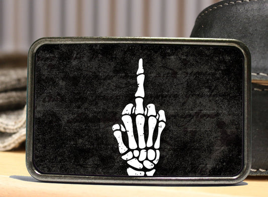Middle Finger Skeleton Belt Buckle