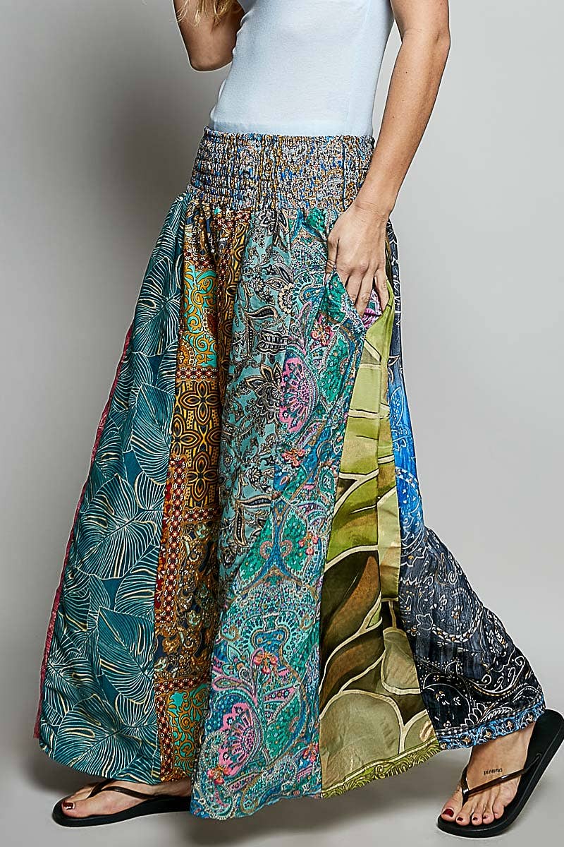 One-of-a-Kind Smocked Waist Printed Wide Leg Pants