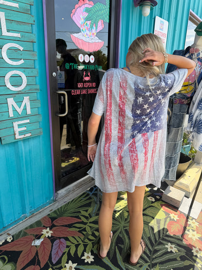 FLAG RHINESTONE TUNIC TOP
