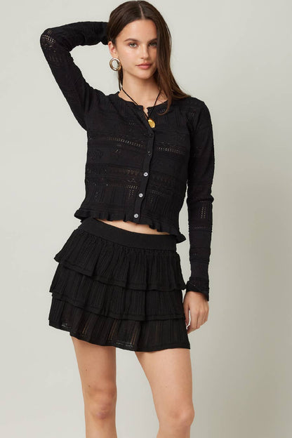 Pointelle Knit Cardigan