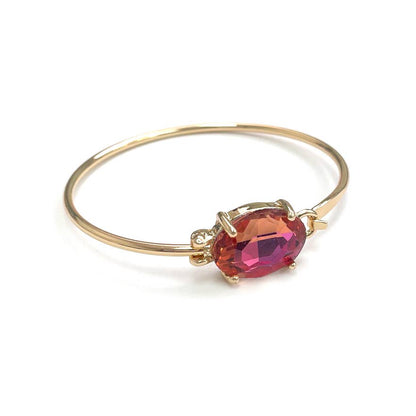 High Quality Glass Crystal Oval Stone Cuff Metal Bangle