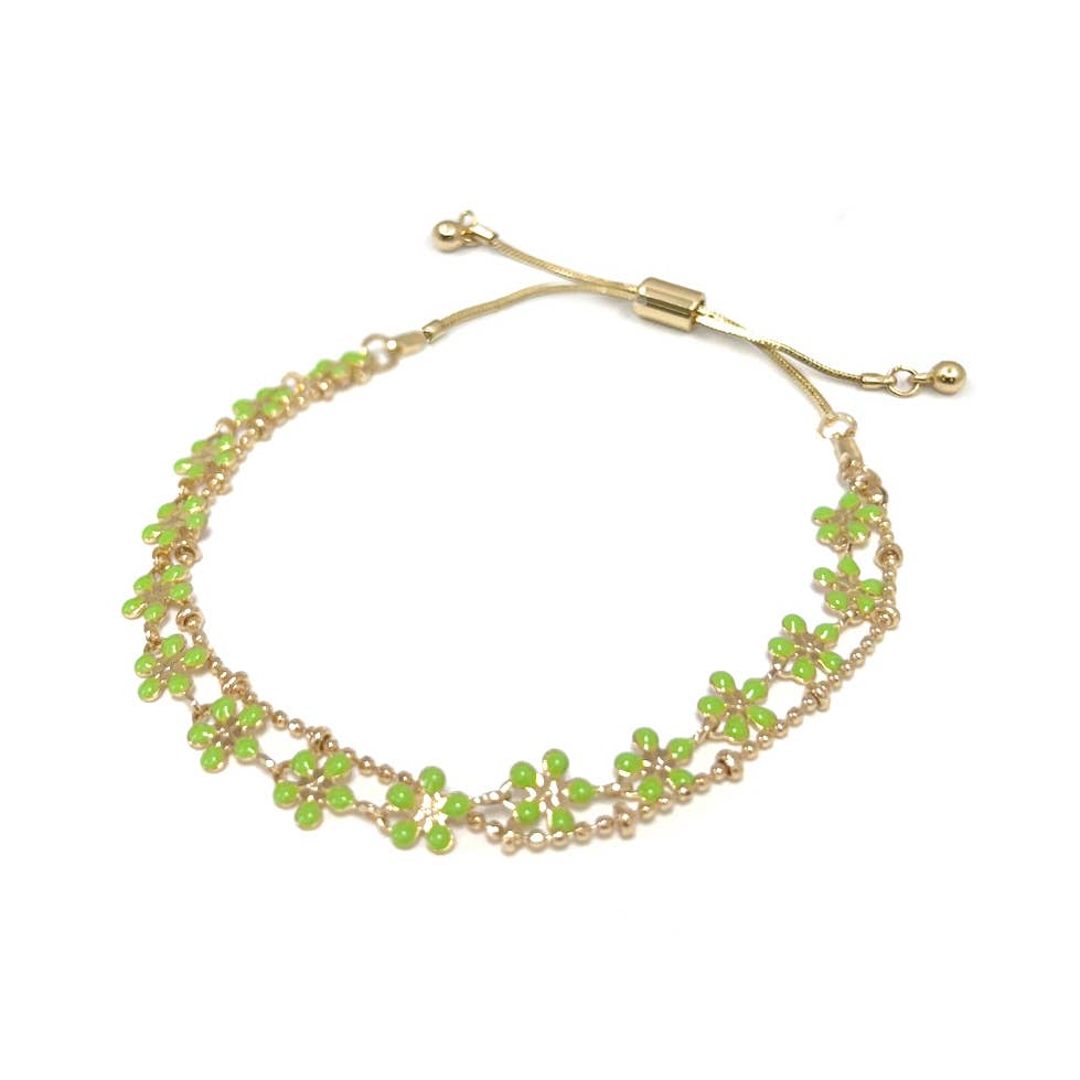 Color Epoxy Enamel Flower Adjustable Chain Bracelets