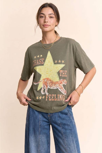 Chase The Feeling Leopard Graphic Tee