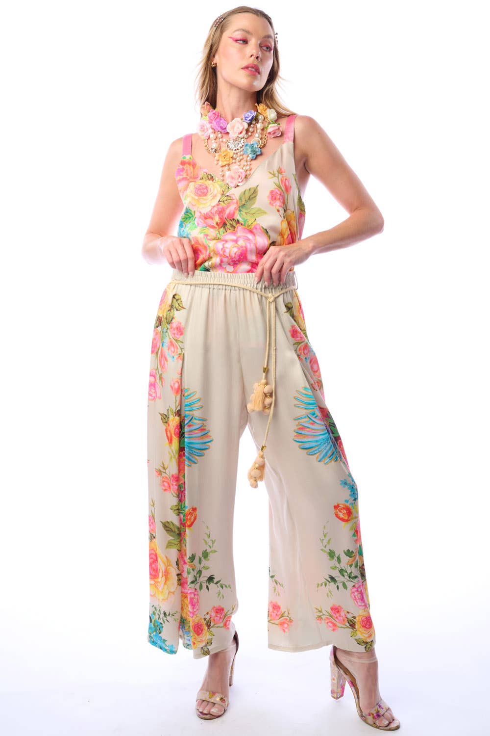 Earth Angels Pants | Wide Leg Pants | Peacock Print Pants