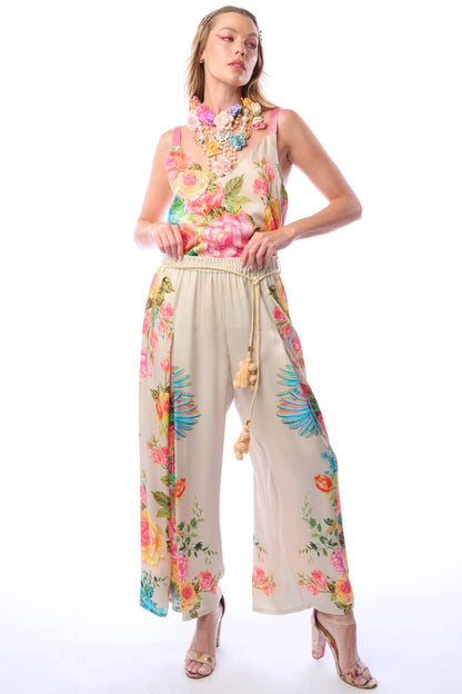 Earth Angels Pants | Wide Leg Pants | Peacock Print Pants