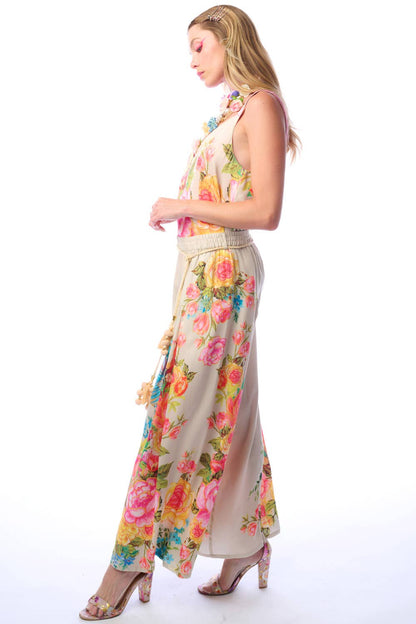 Earth Angels Pants | Wide Leg Pants | Peacock Print Pants