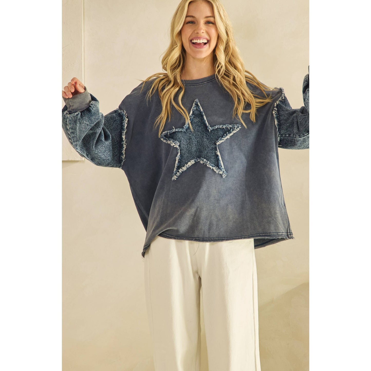WILD STAR DENIM SLEEVE PULLOVER