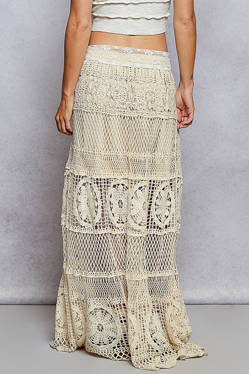 Cream Crochet Mermaid Maxi Skirt