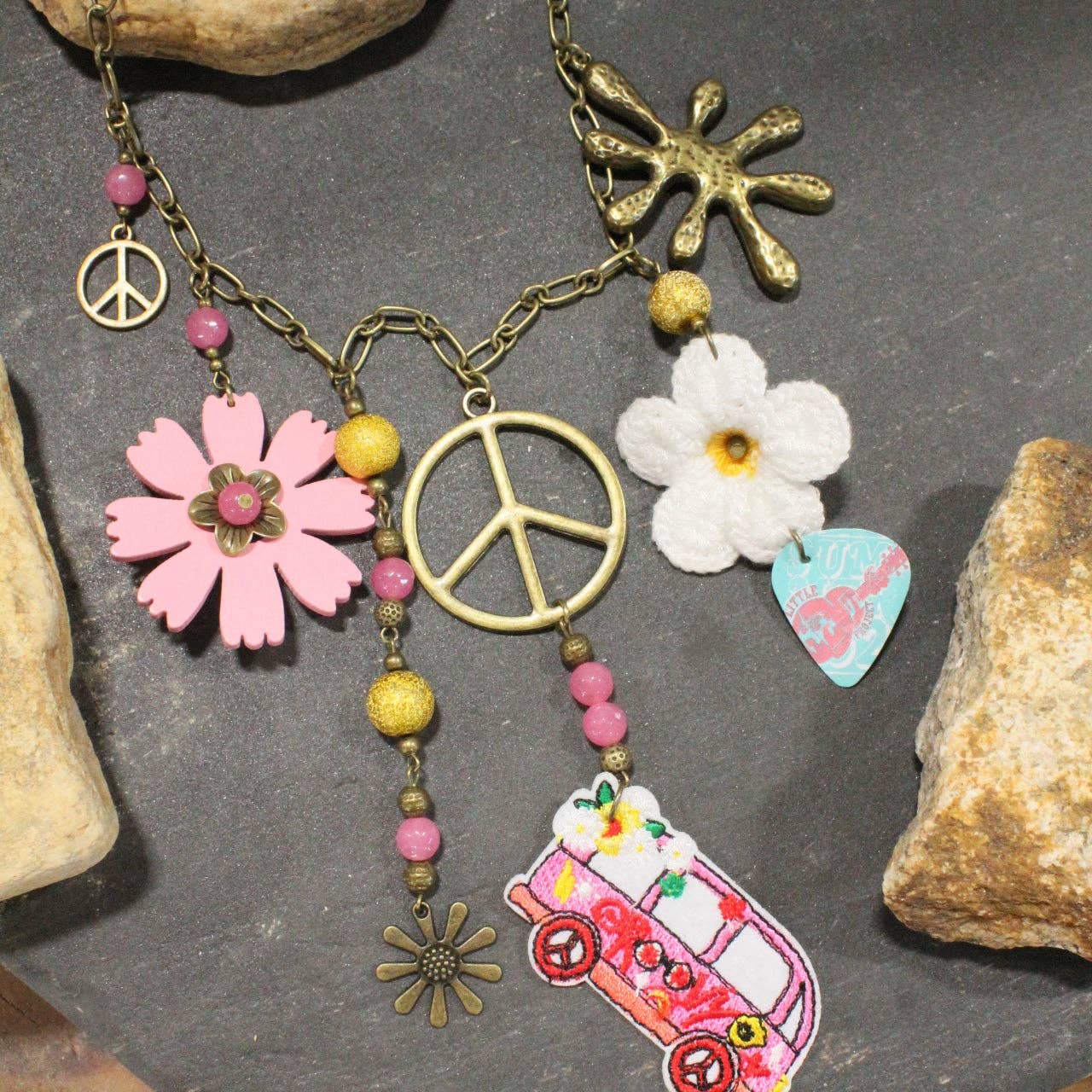 On The Road W/ The Beatles Retro Charm Necklace