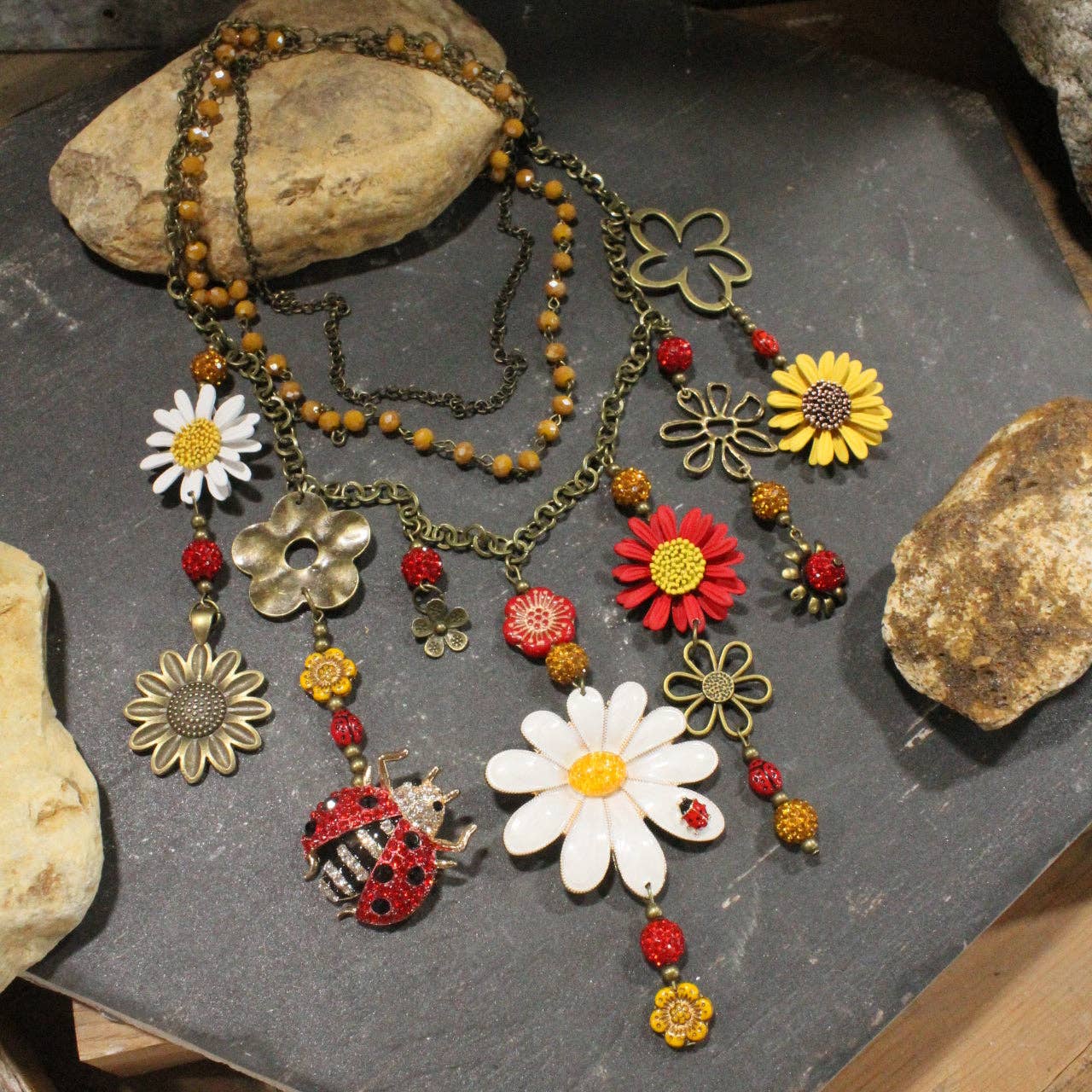 Ladybug Love Flower Charm'd Necklace