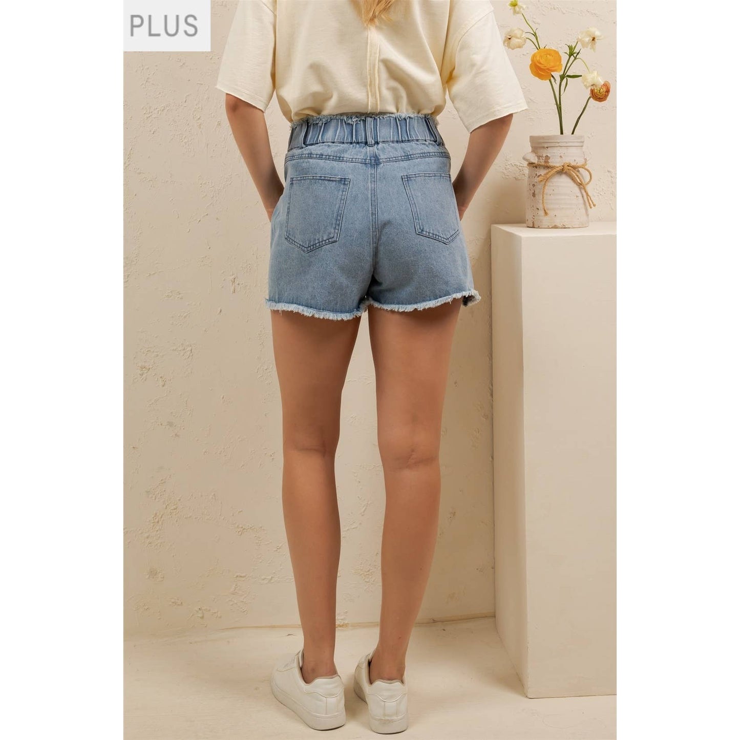 STARSTRUCK DISTRESSED DENIM SHORTS PLUS SIZE