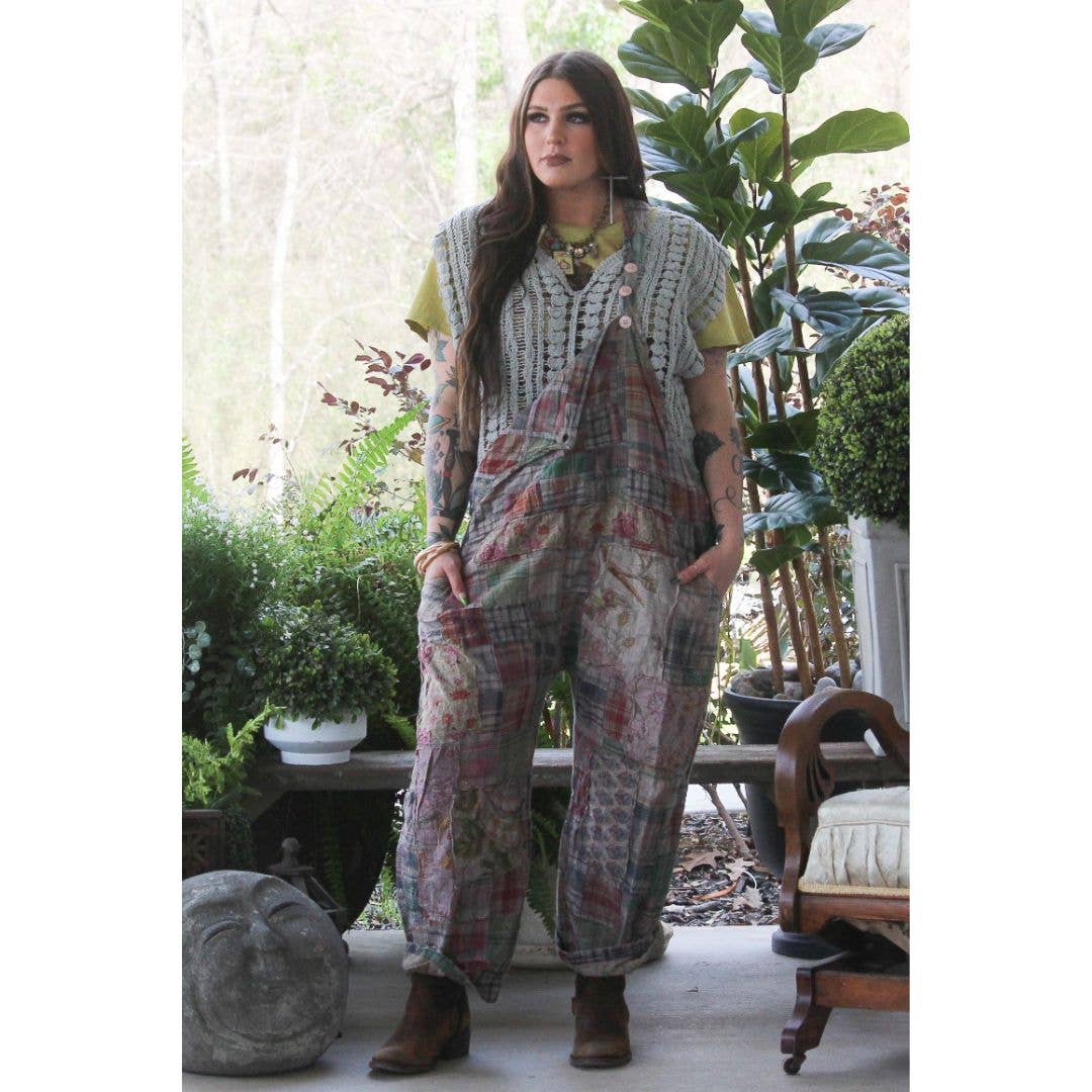 Travels Await Overalls - Navy Plaid