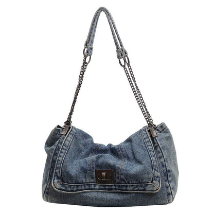 Large Denim Tote Crossbody Denim Bag