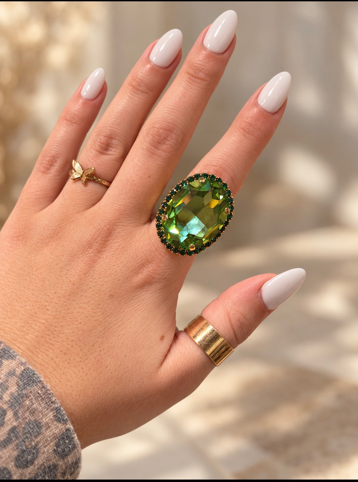 WETSTONE: light green with dark green trim Liz Taylor Ring