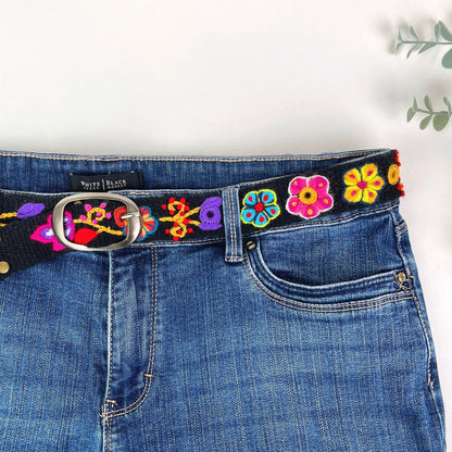 Pepita Skinny Embroidered Belt