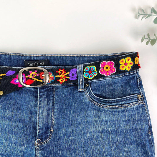 Pepita Skinny Embroidered Belt