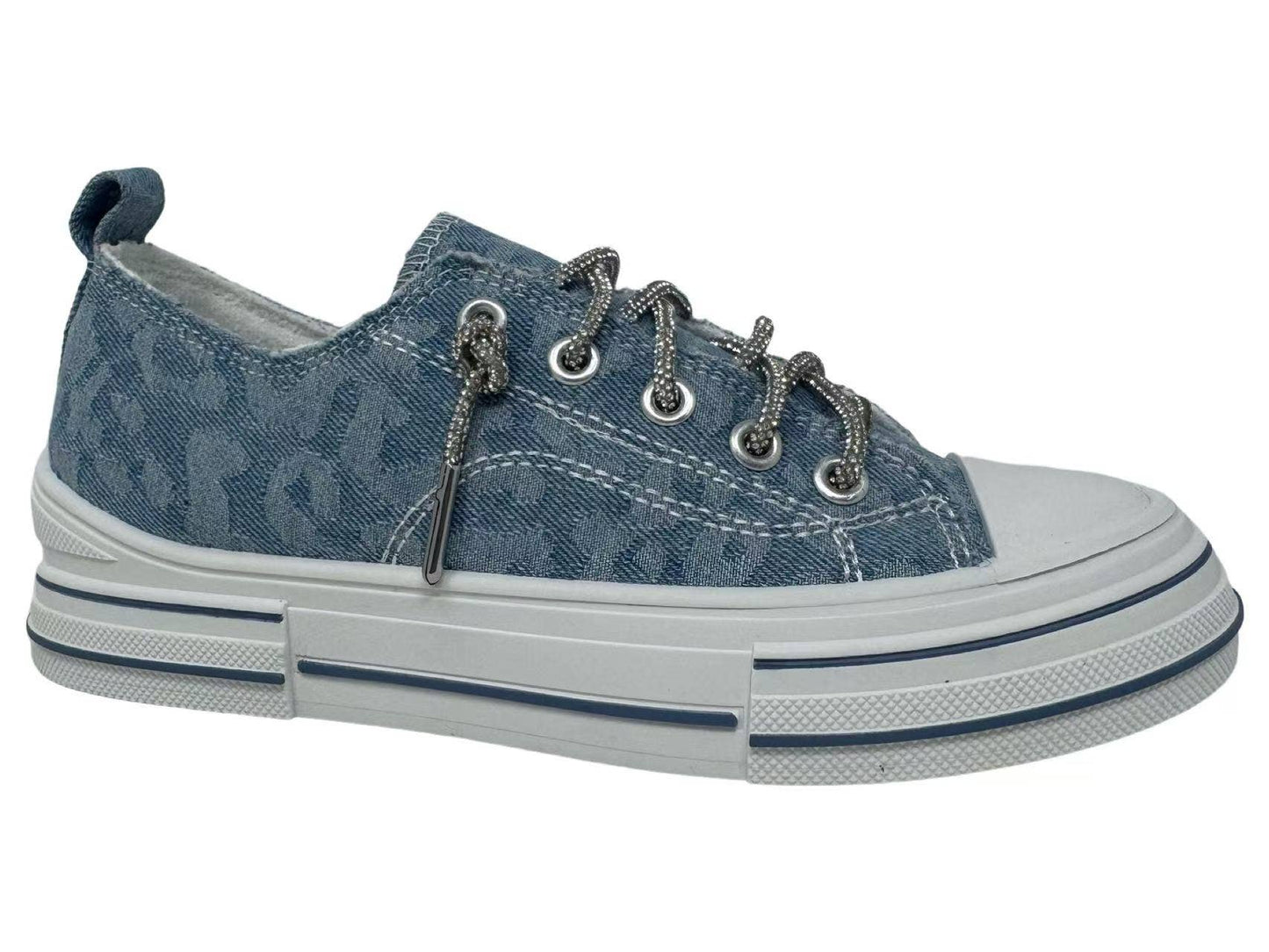 Leopard Rhinestone Lace-Up Sneaker