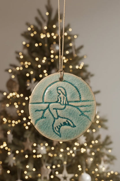 Mermaid Ceramic Christmas Ornament Keepsake Teal
