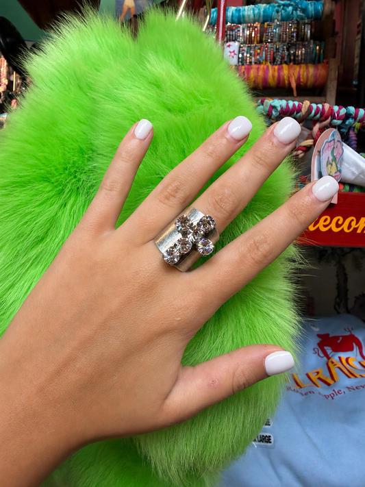 SILVER BABY CROSS RING