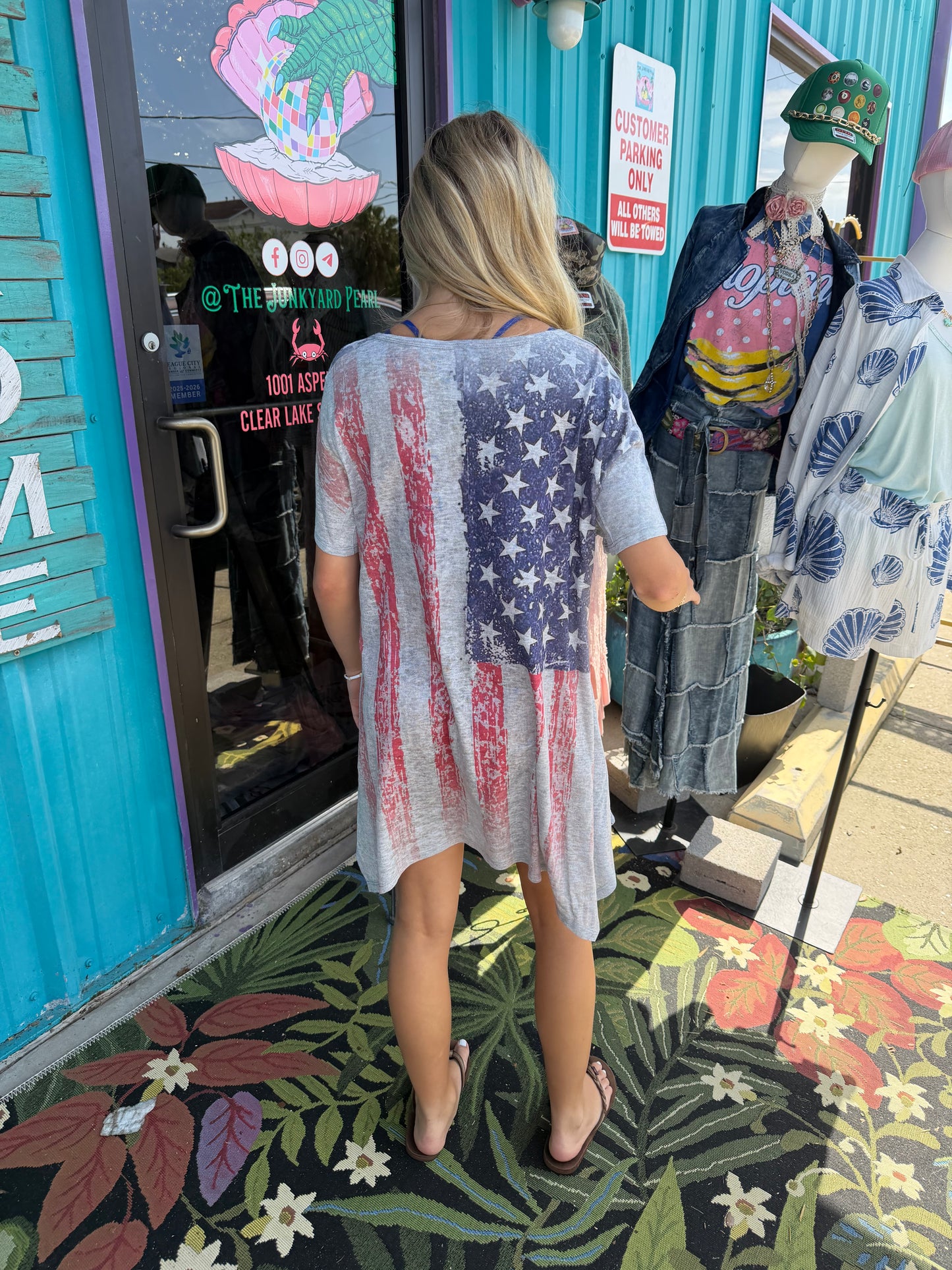 FLAG RHINESTONE TUNIC TOP