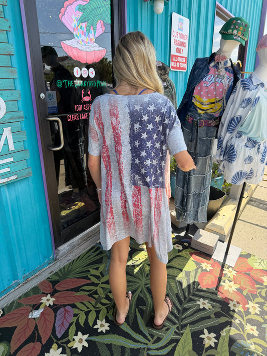 FLAG RHINESTONE TUNIC TOP