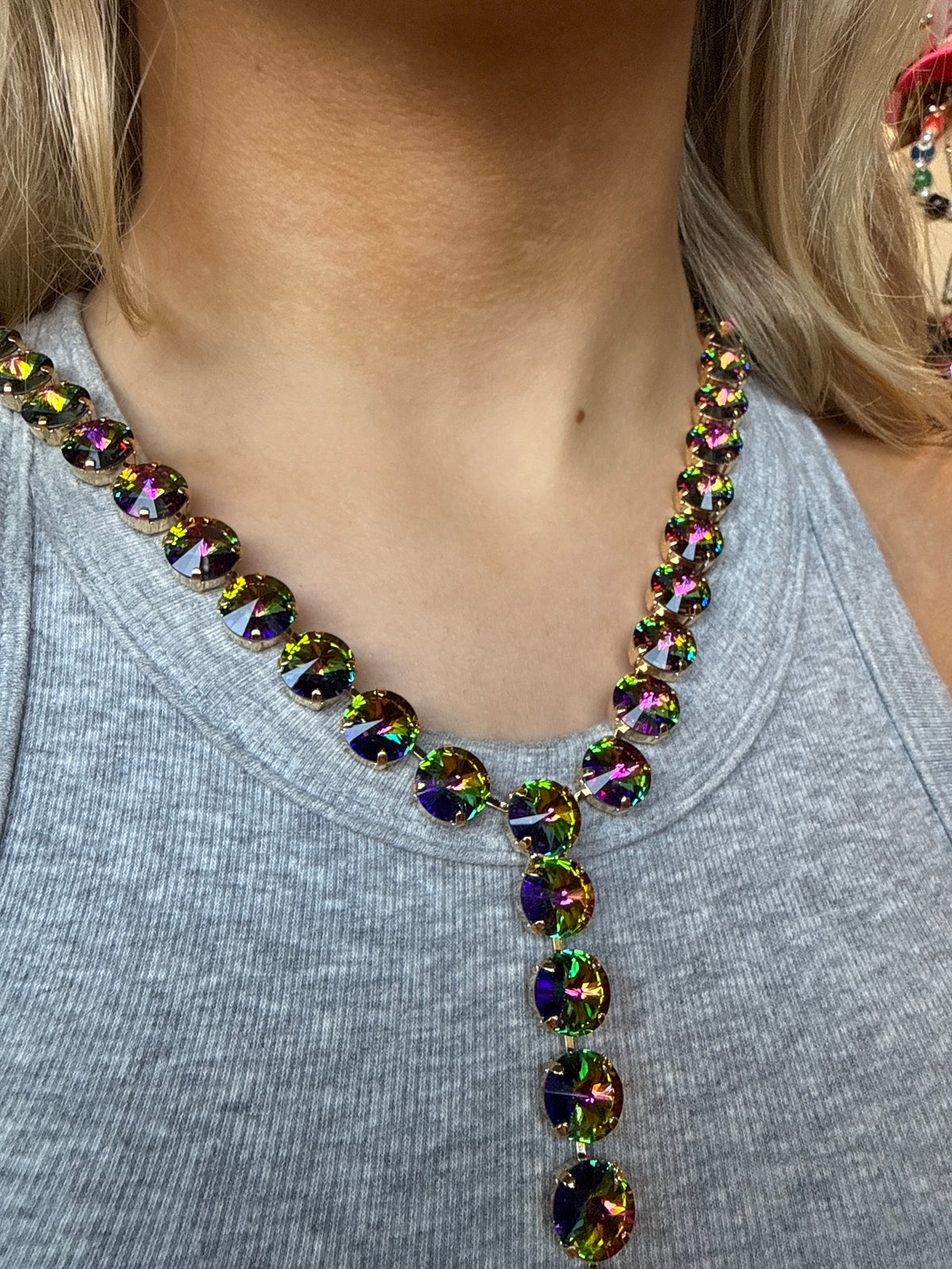 Wetstone: Peacock Lariat necklace